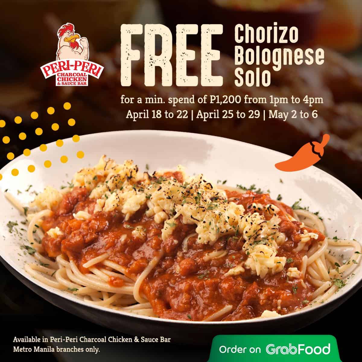 Chorizo Bolognese on Peri Peri Menu Philippines