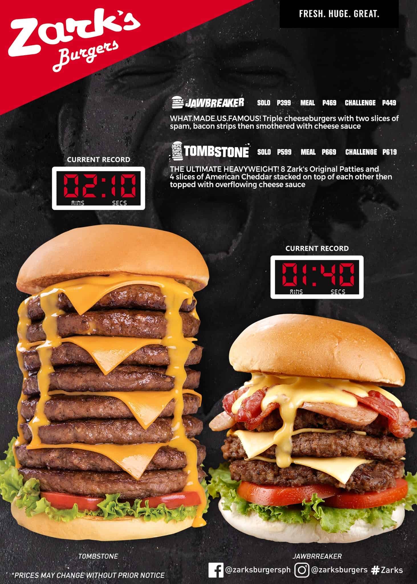 Jawbreaker on Zarks Burger Menu Philippines