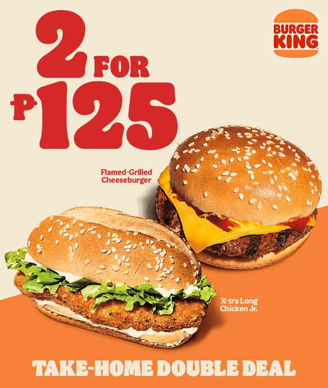 Delicious Flamed Grilled Burger on Burger king Menu Philippines