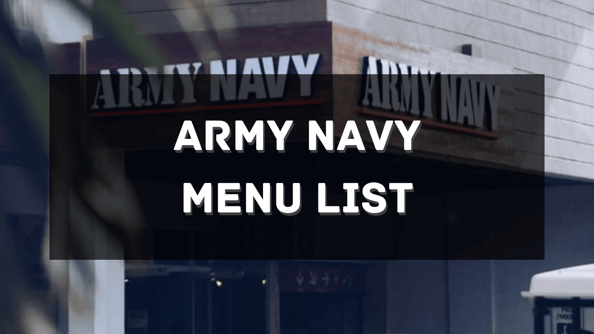 Army Navy Price Menu