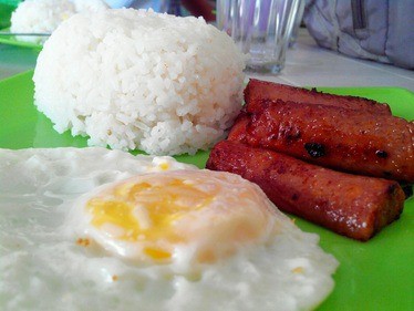 Affordable rice meal is Bologne with Egg and Rice