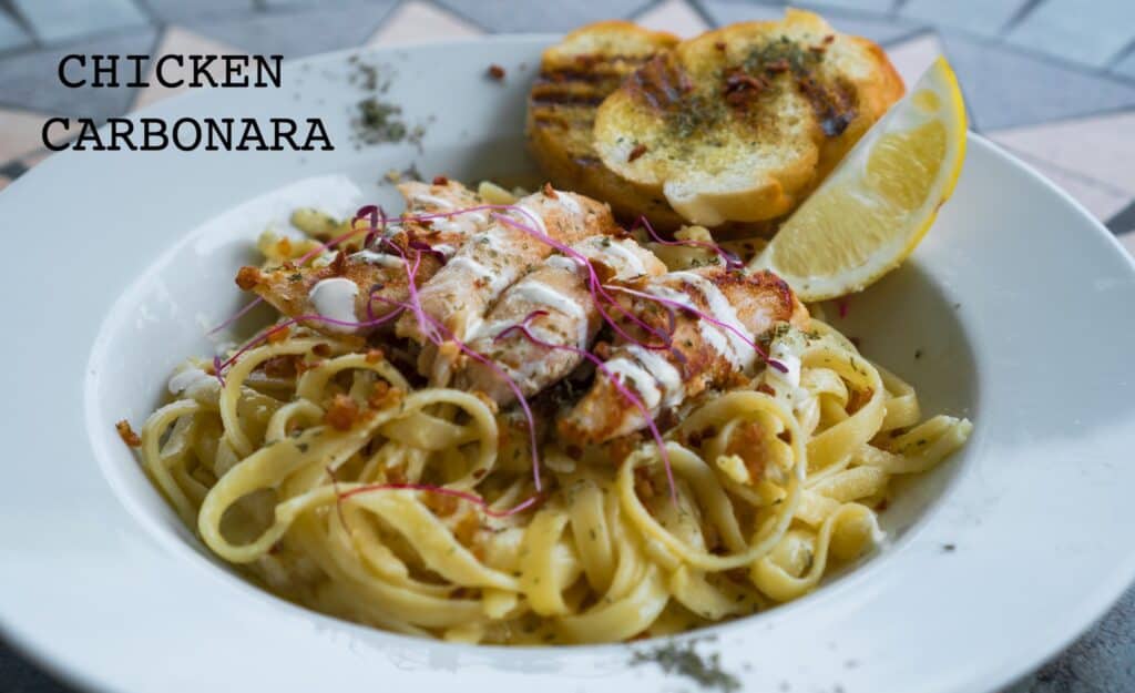 Chicken Carbonara available in Cafe Cristina