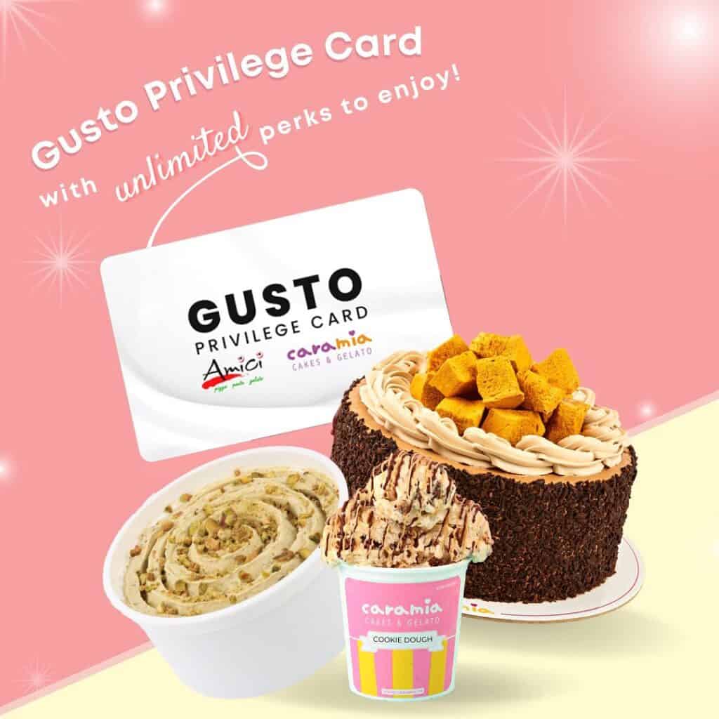 Avail a Gusto card to experience discounts in Cara Mia