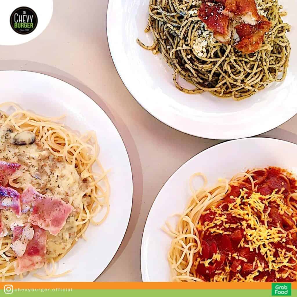 3 Varieties of Pasta offered in Chevy Burger