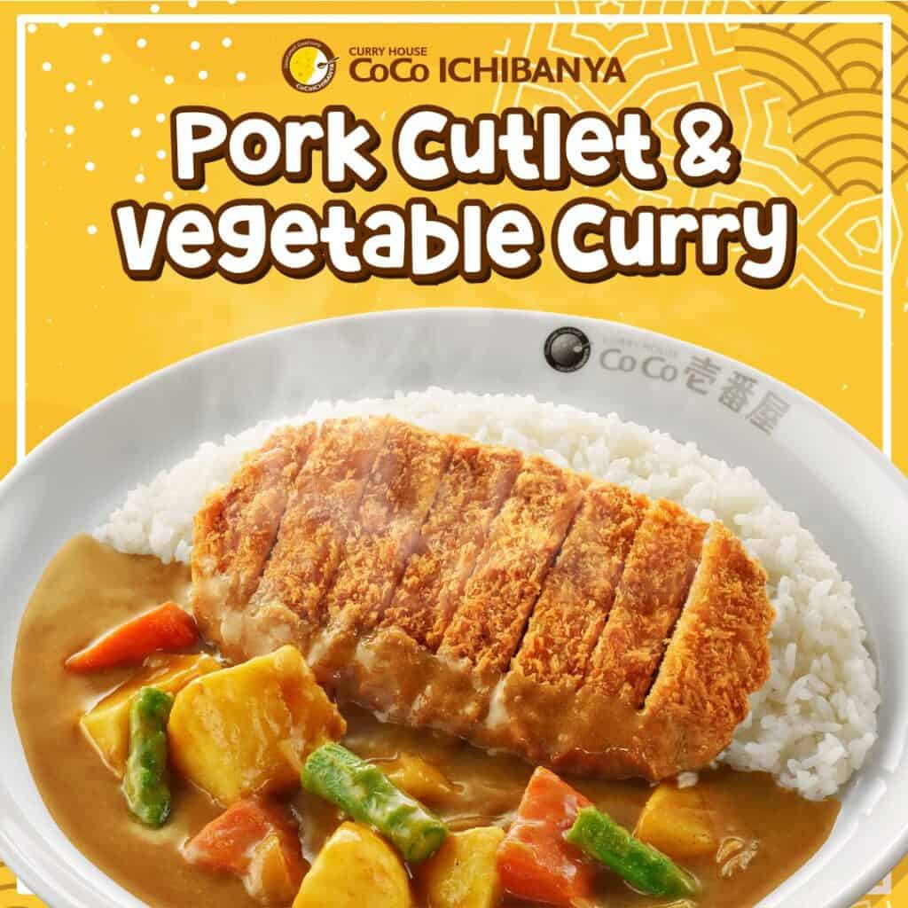 Vegetable and Pork combined in a meal added with curry sauce