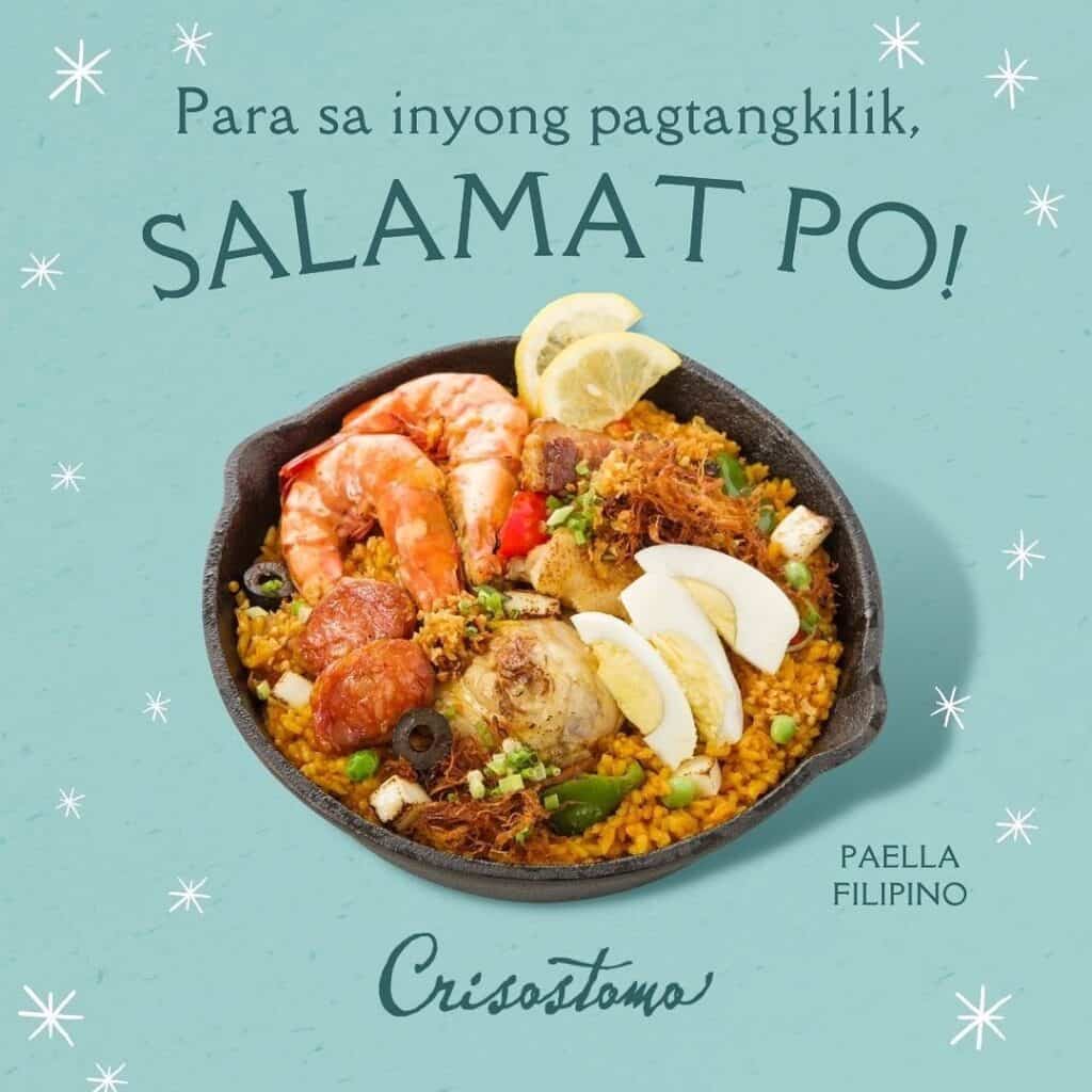 Best seller dish is Paella Filipino