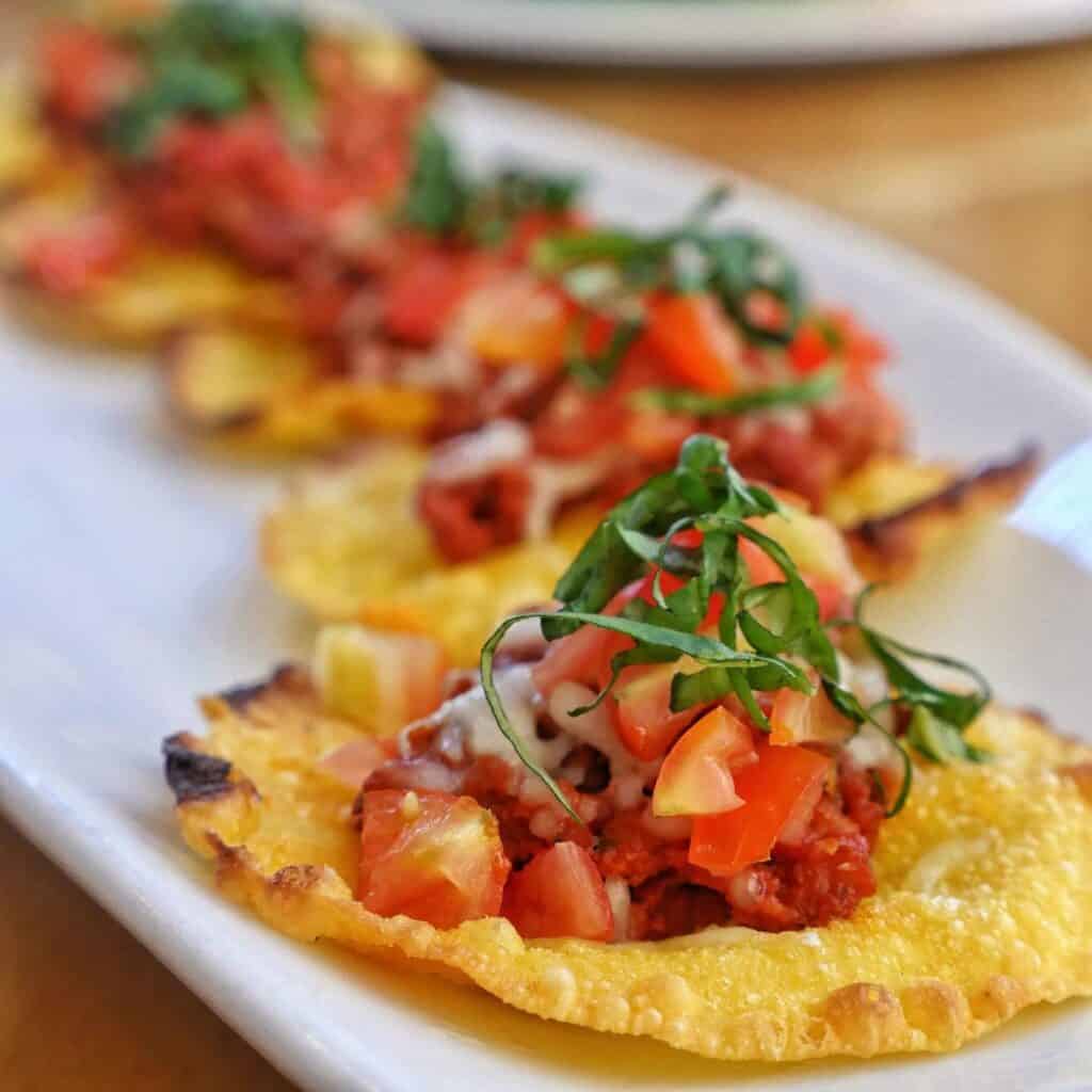 Don't miss your chance to taste this Angelizzas, crispy mini pizzas as your appetizers.