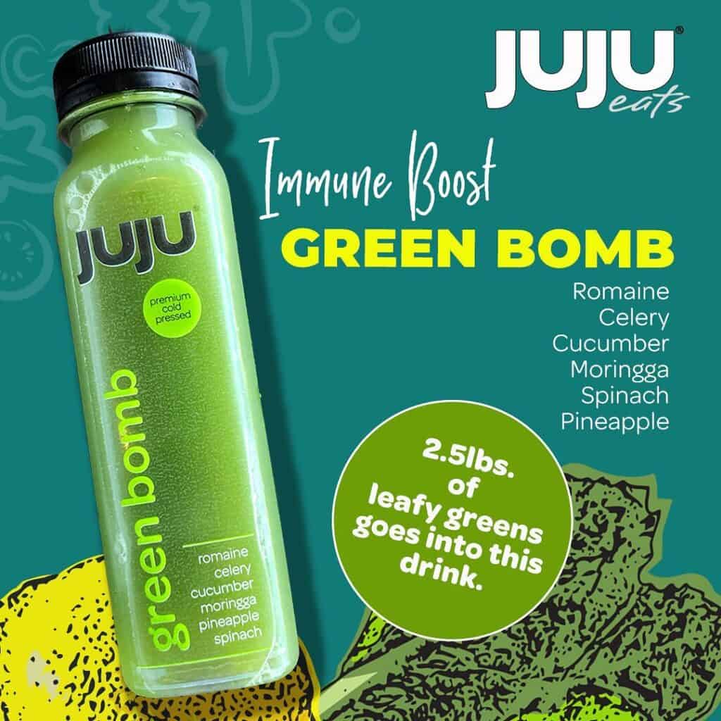 Be refreshed and healthy drinking these Green Bomb Juice by Juju Eats