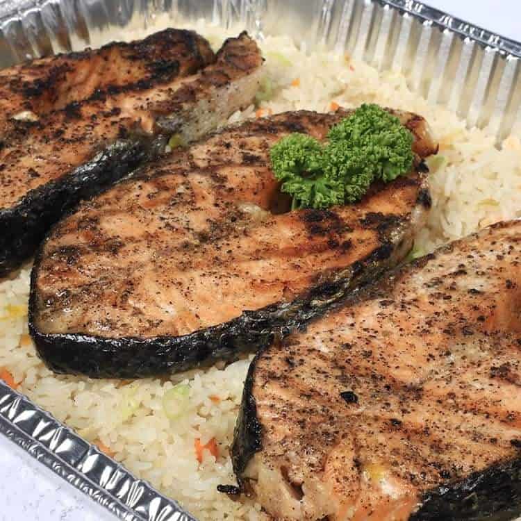 Grilled Salmon Rice good for sharing
