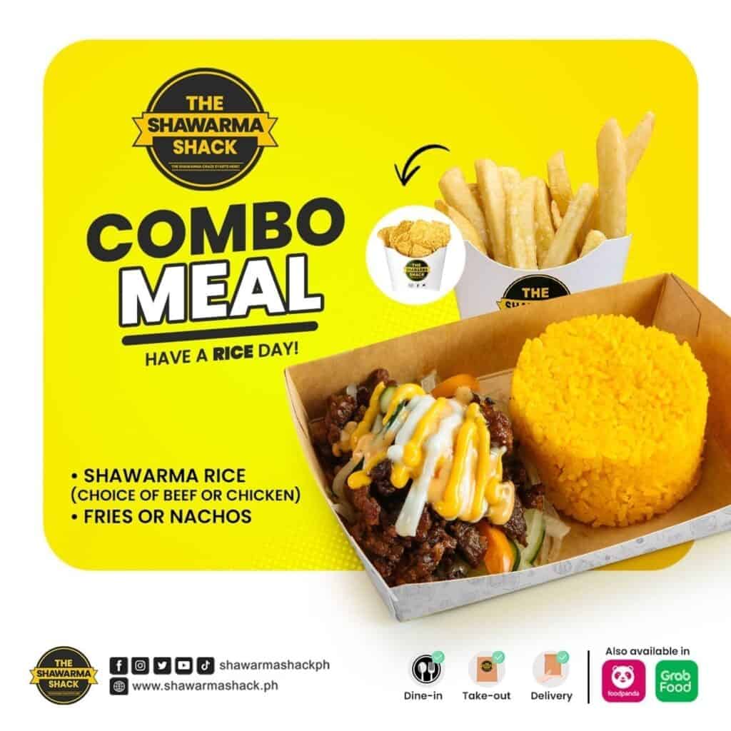 A combo meal for Shwarma Rice Bowl and Nachos only in Shawarma Shack