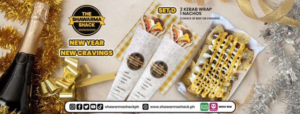 A great deal menu for two Kebab Wraps with Nachos to complete the meal!