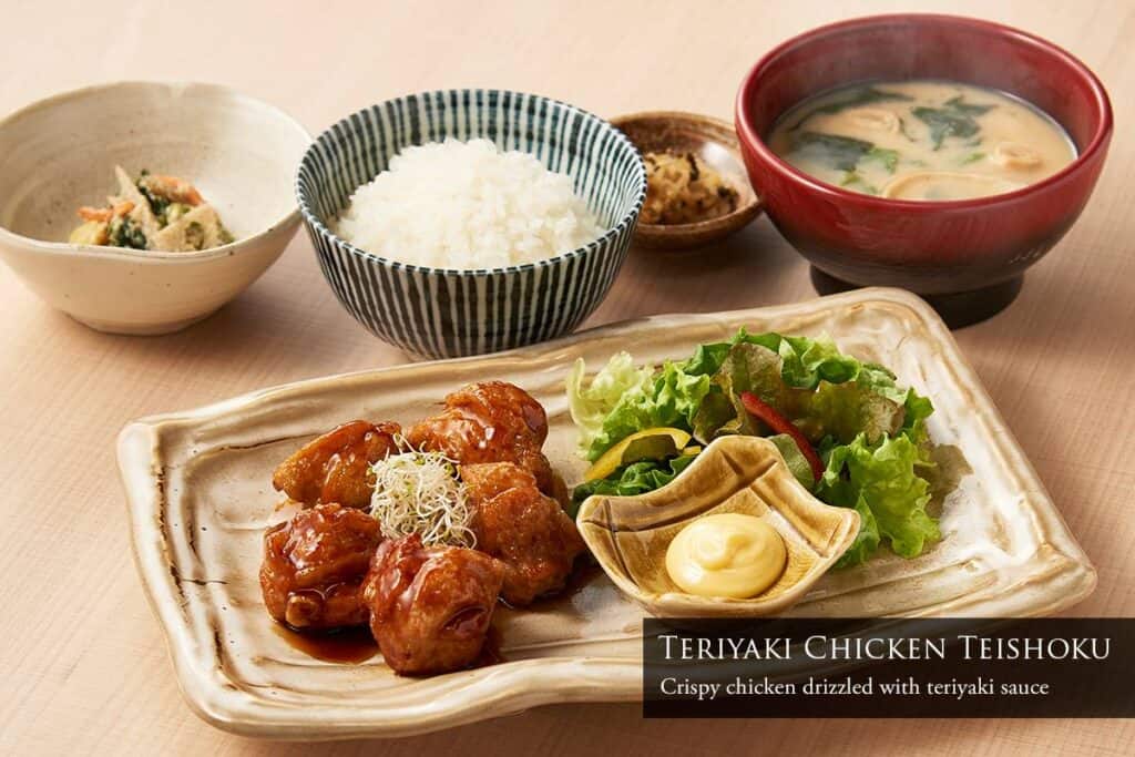 A perfect meal for your hungry tummy is Teriyaki Chicken Teishoku
