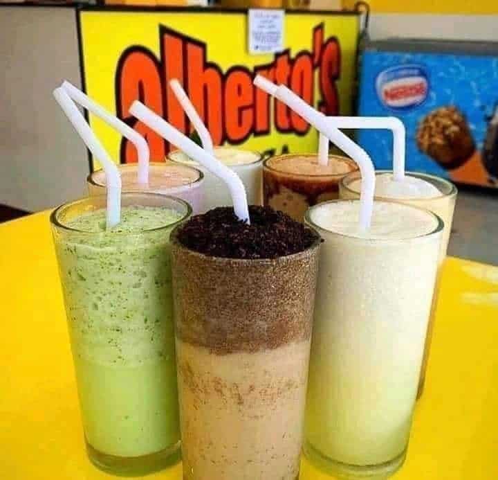 Combination of fruit and chocolate shakes