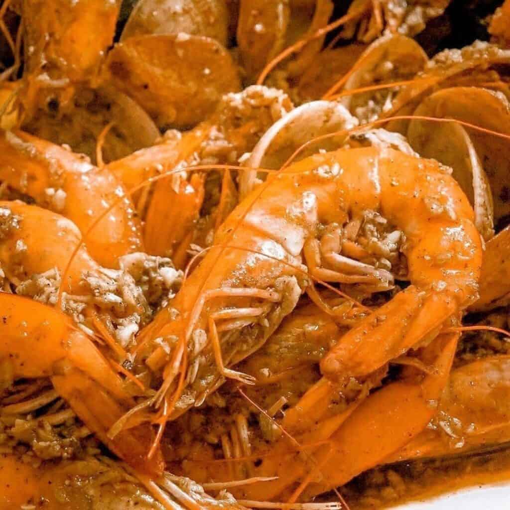 Freshly cooked shrimps are served at Bag O' Shrimps