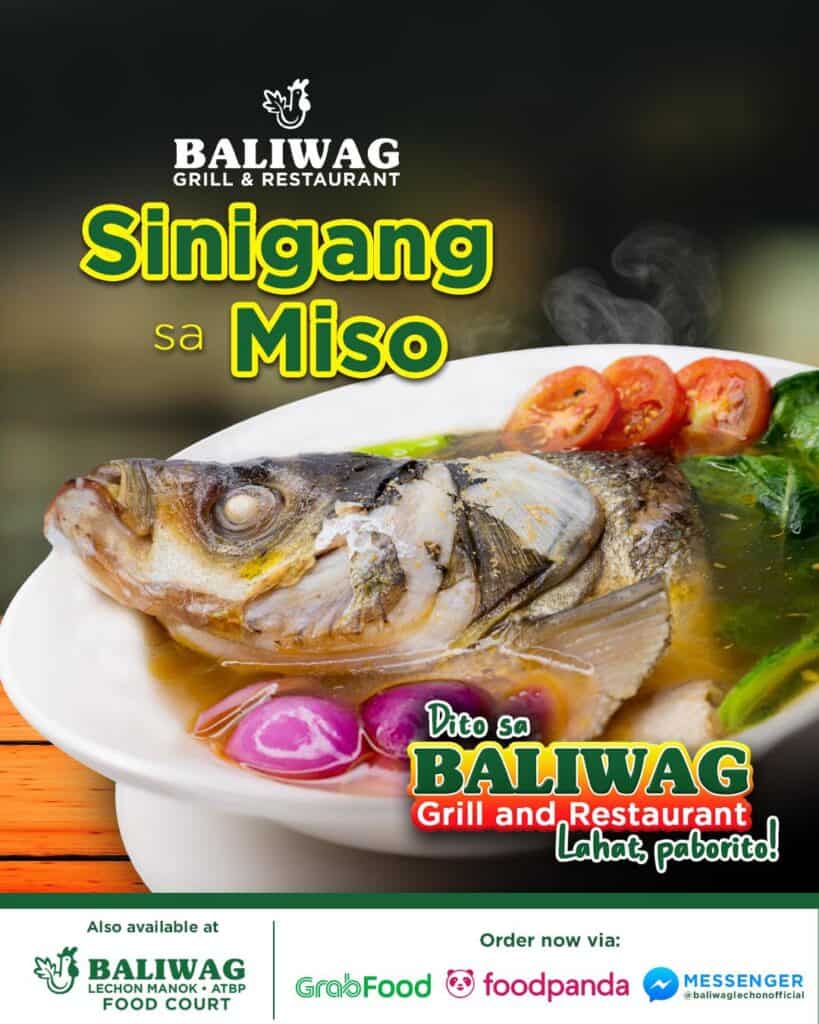 Heat up your tummy with this Sinigang sa Miso offered in Baliwag Grill and Restaurant menu