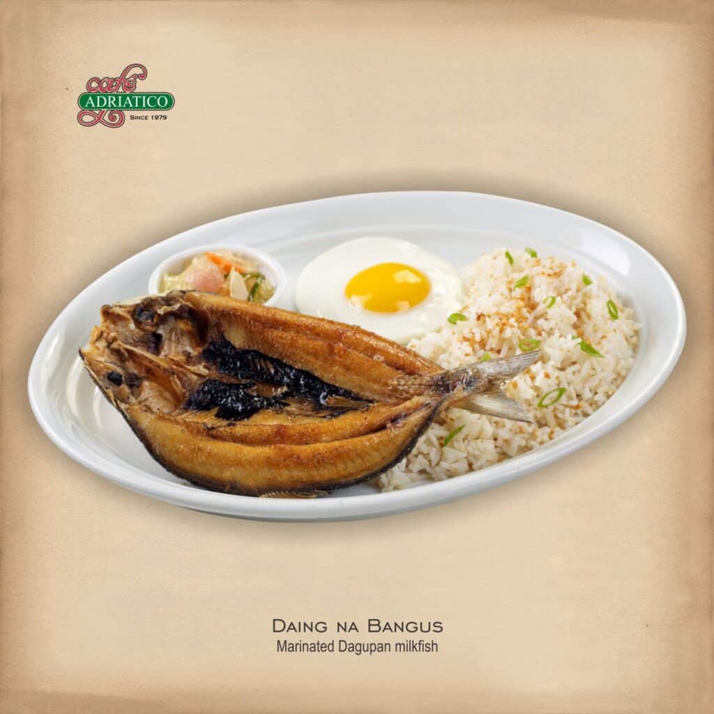 Cafe Adriatico's best seller menu is the Daing na Bangus breakfast meal.