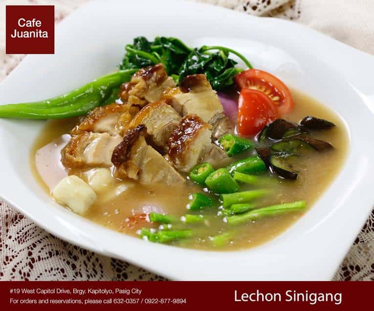 Sinigang na Baboy upgraded to Lechon Sinigang served in Cafe Juanita as a best-seller menu