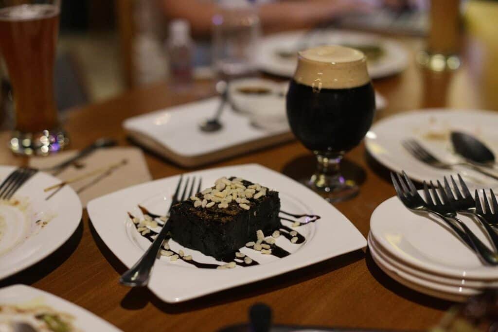 Champorado Brownie and Dark Vader drink in Elias menu