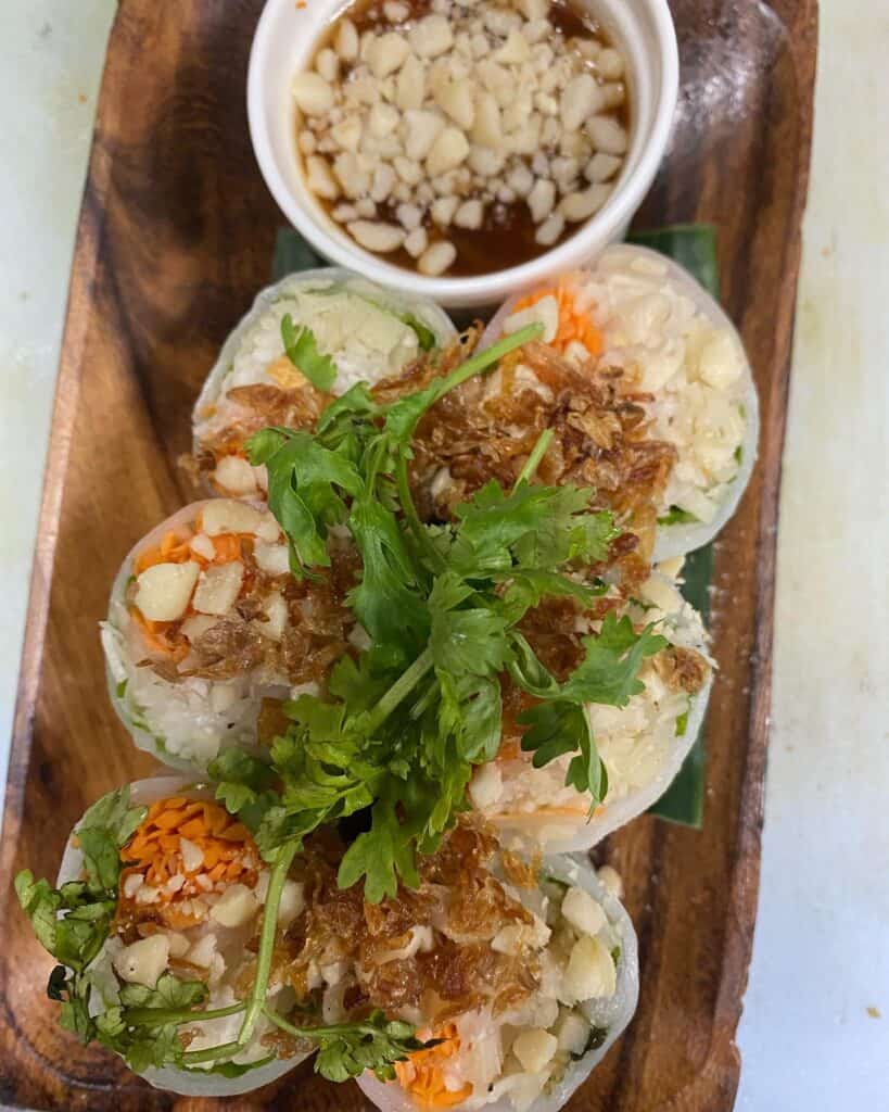 Fresh Vegetarian Spring Rolls under starters menu in Jatujak