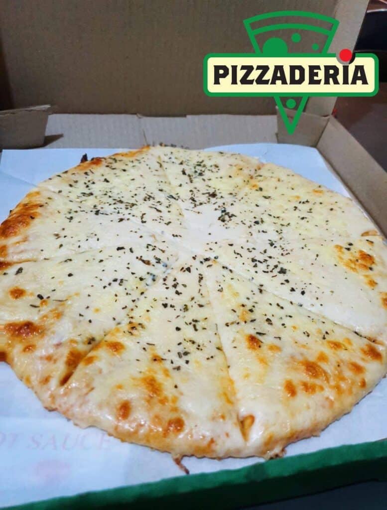 Mozzarella, parmesan, and cheddar are the kinds of cheese that make these 3 Cheese Pizza even more cheesy.
