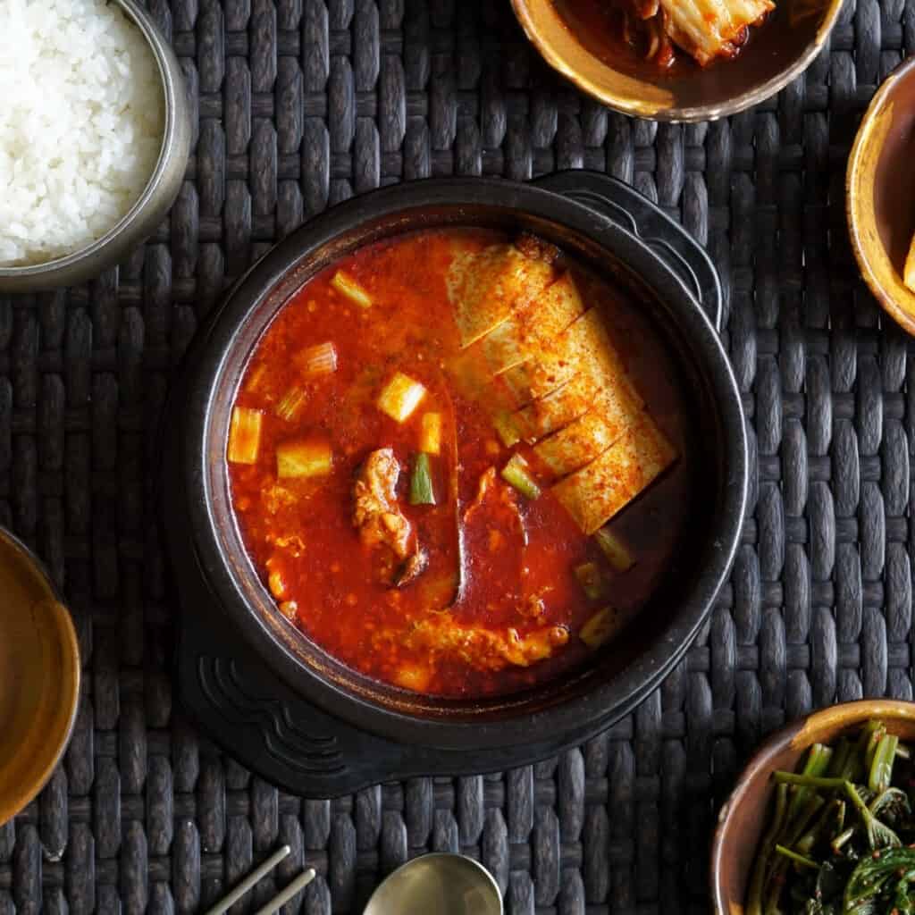 Popular dish of soup menu at Sariwon Korean Barbecue is Soondubu Chigae