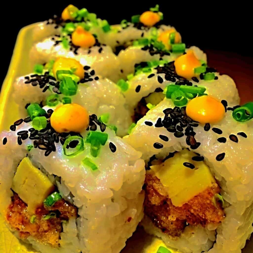 Japanese sushi added with Spanish style presents Covarrubias Maki, best selling menu at Sushi Ninja