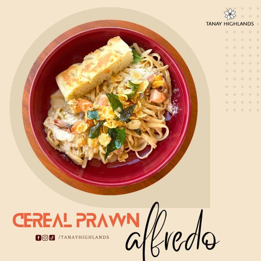 Cereal Prawn Alfredo pasta