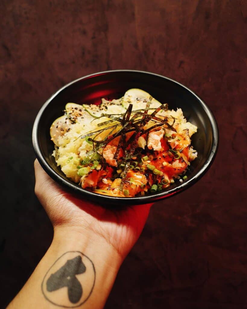 A best-selling dish in Tetsuo menu is the Torched Salmon Bowl