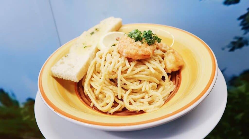 Non-stop shrimp dishes here at The Shrimp Shack with Shrimp Alfredo pasta