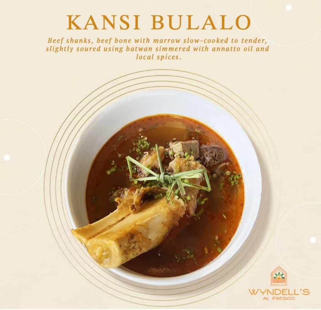 Popular and best seller menu at Wyndell's Al Fresco is the Kansi Bulalo