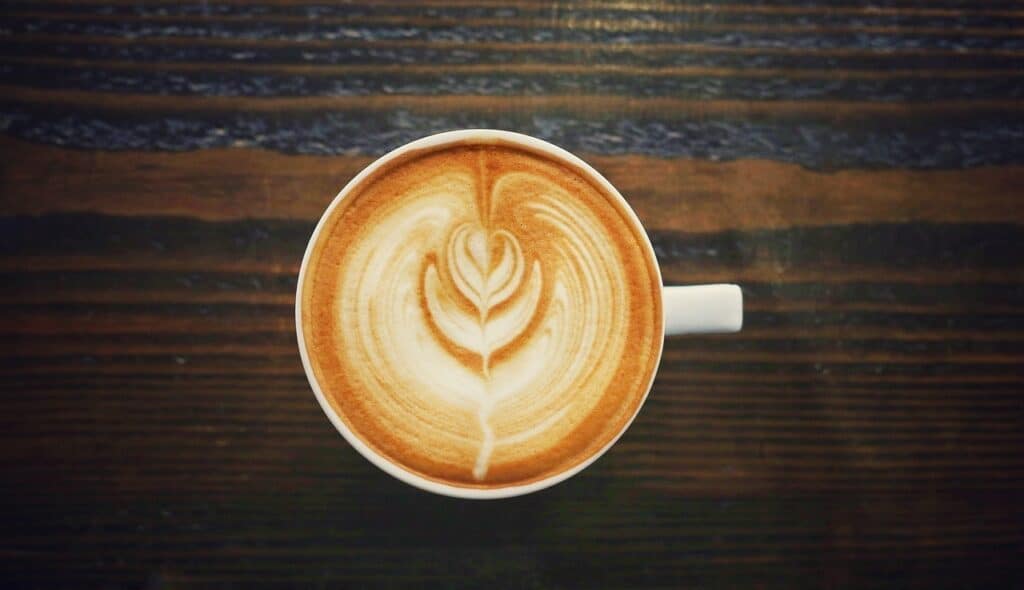 Latte coffee with a beautiful latte art