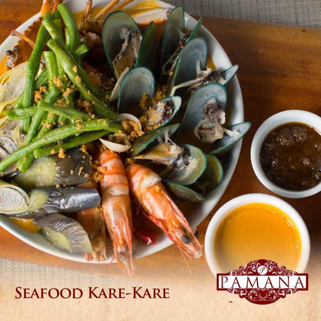 A popular dish is the Seafood Kare Kare in Pamana menu