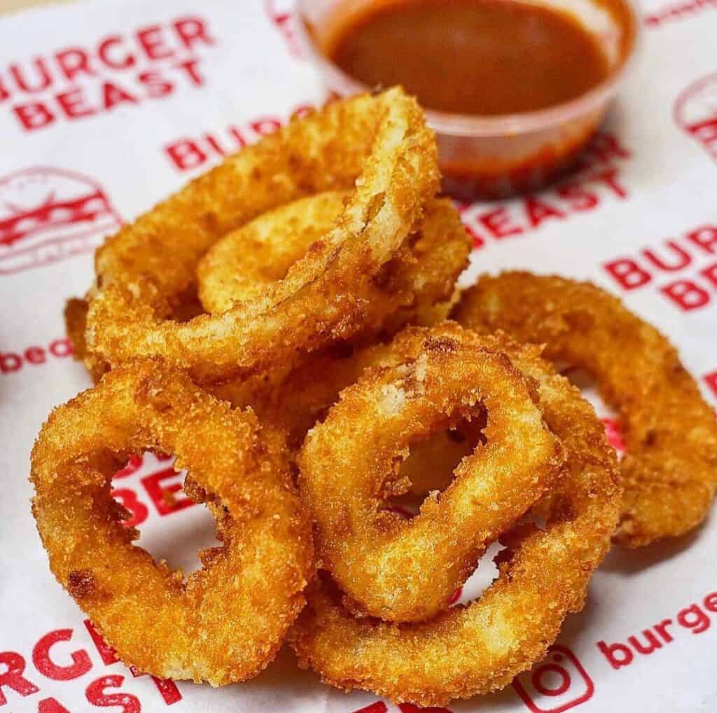 Onion rings with beast ketchup