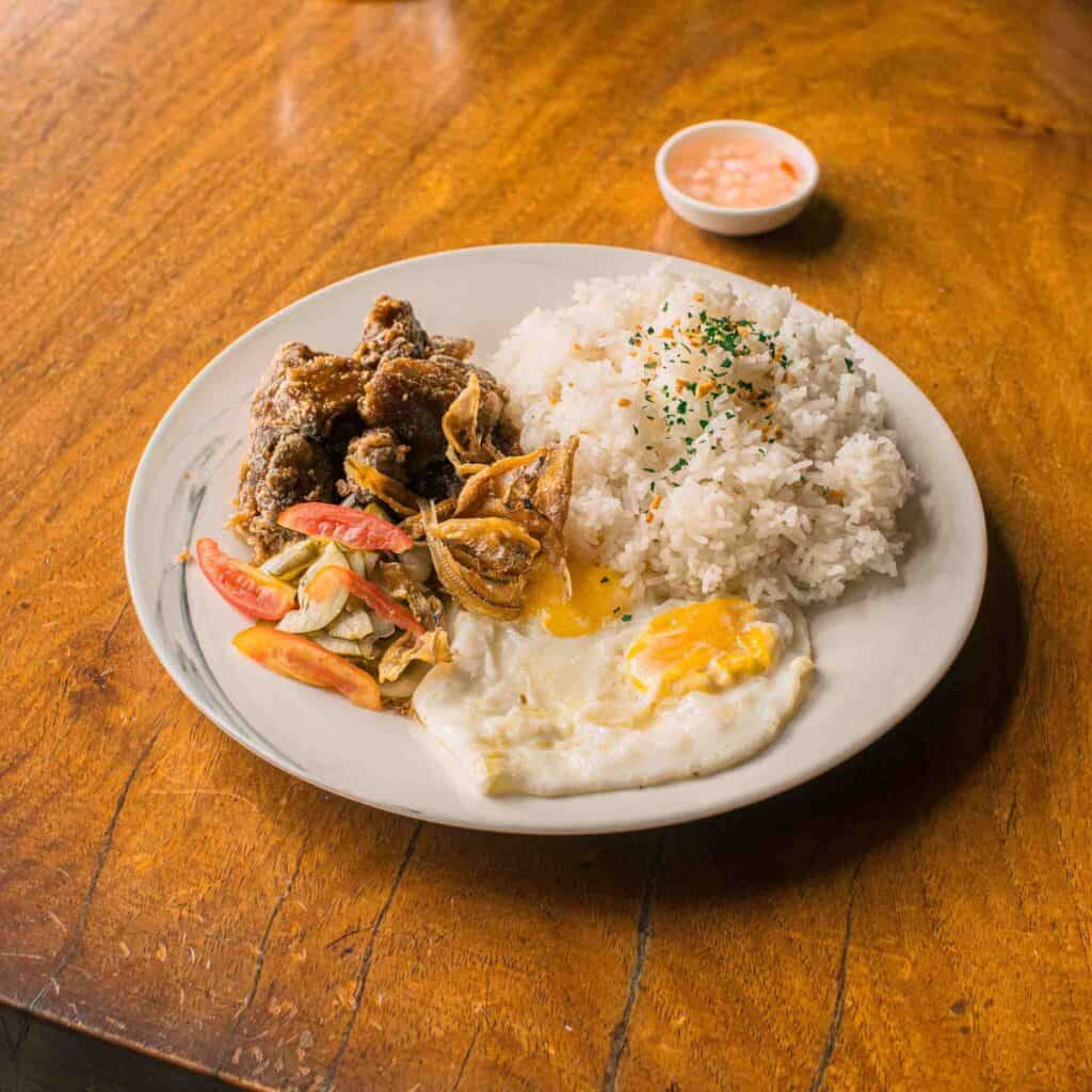 Twice adobo rice meal