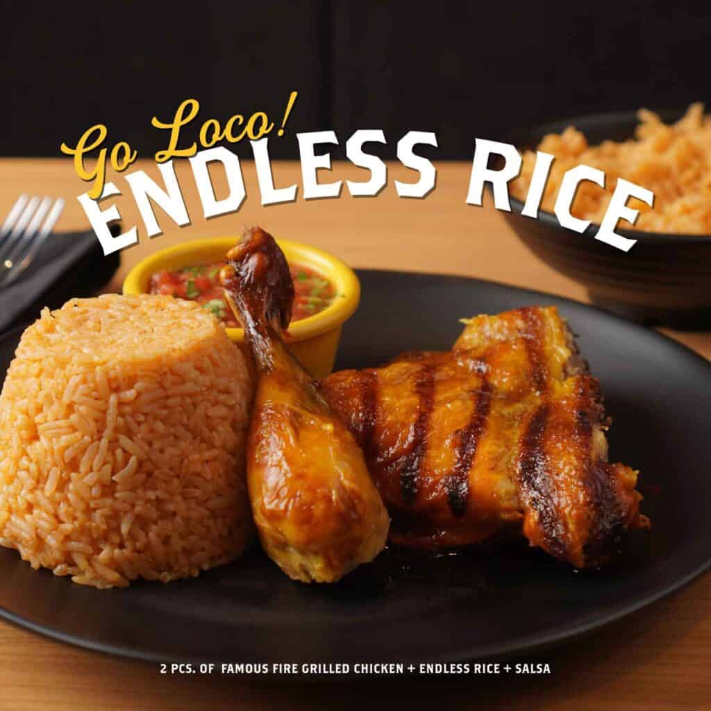 Flame-grilled chicken rice meal