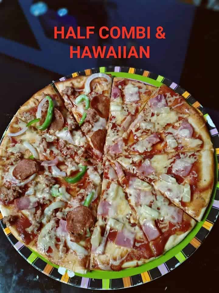 Half hawaiian & half combination pizza