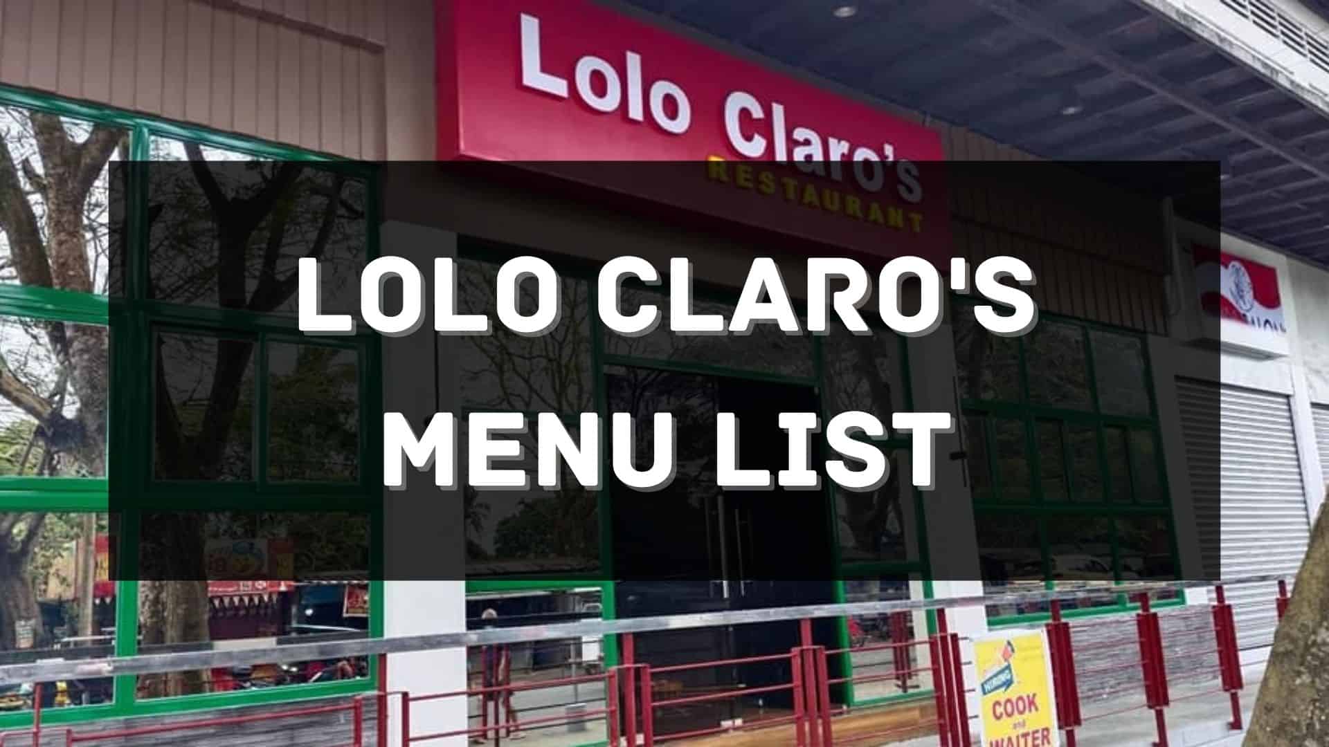 lolo claro's menu prices philippines