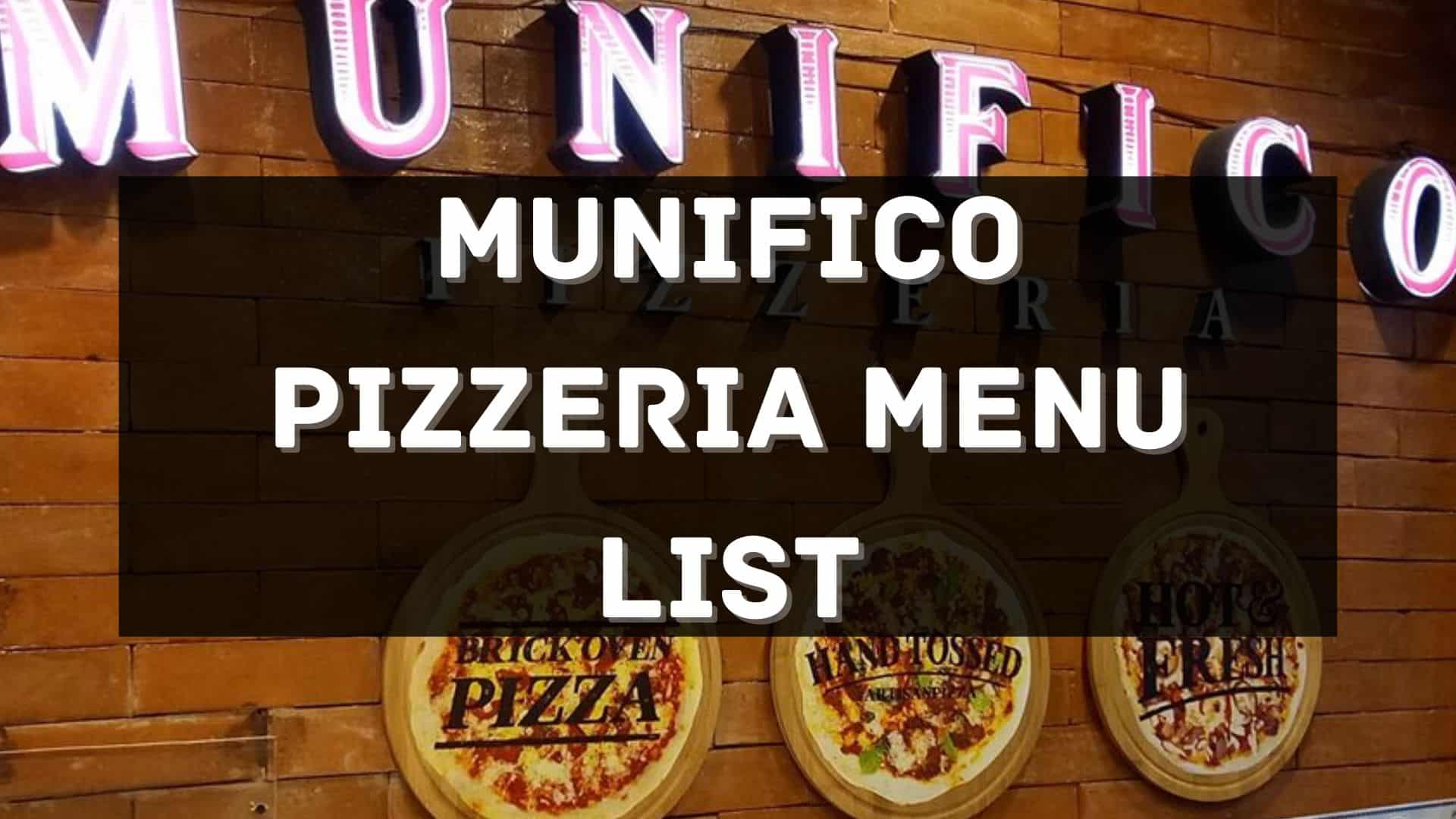 munifico pizzeria menu prices philippines