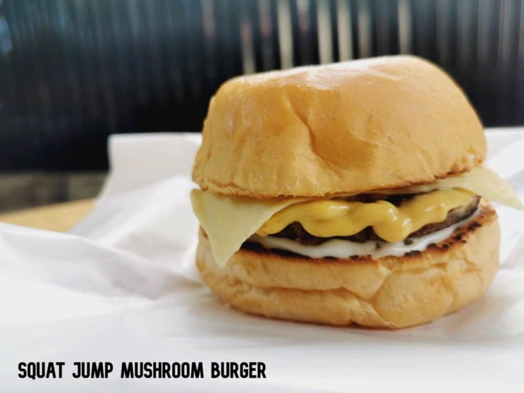Squat jump mushroom burger