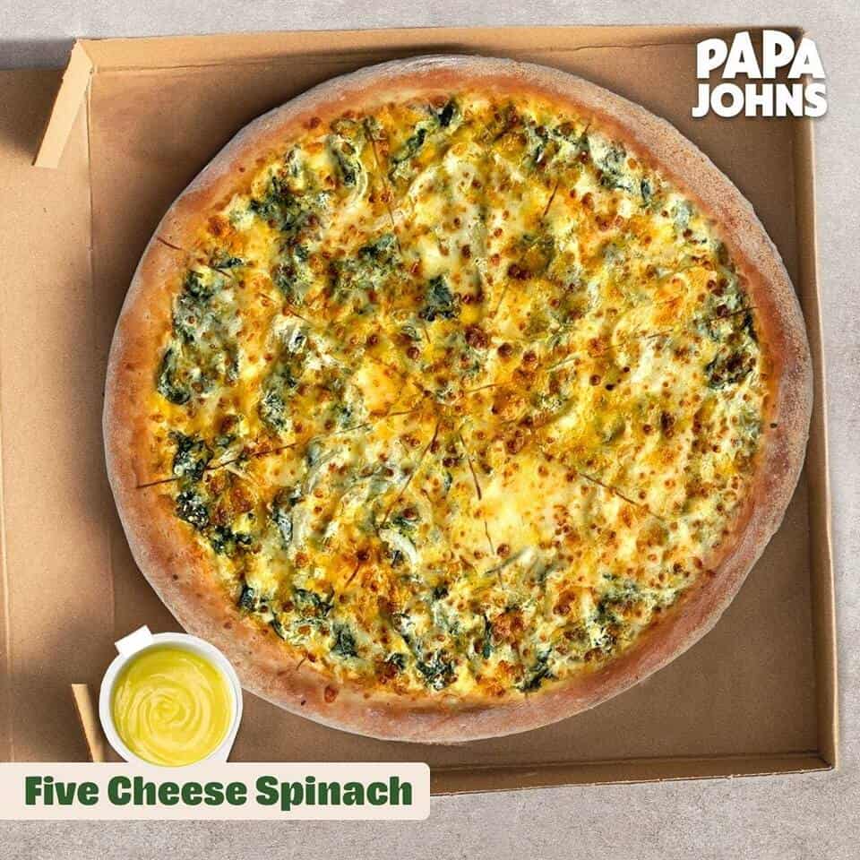 Five cheese spinach pizza