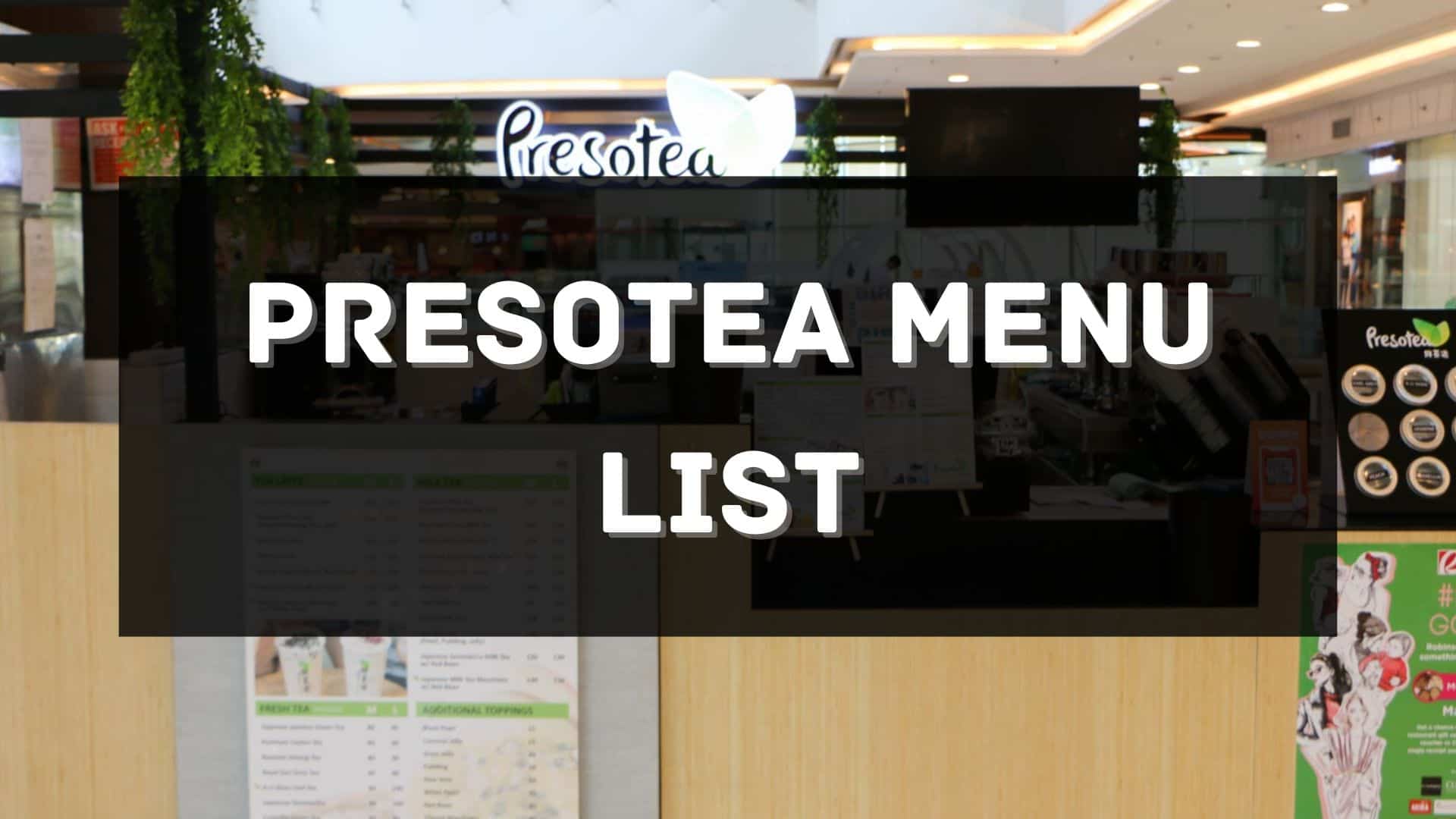 Presotea menu prices philippines