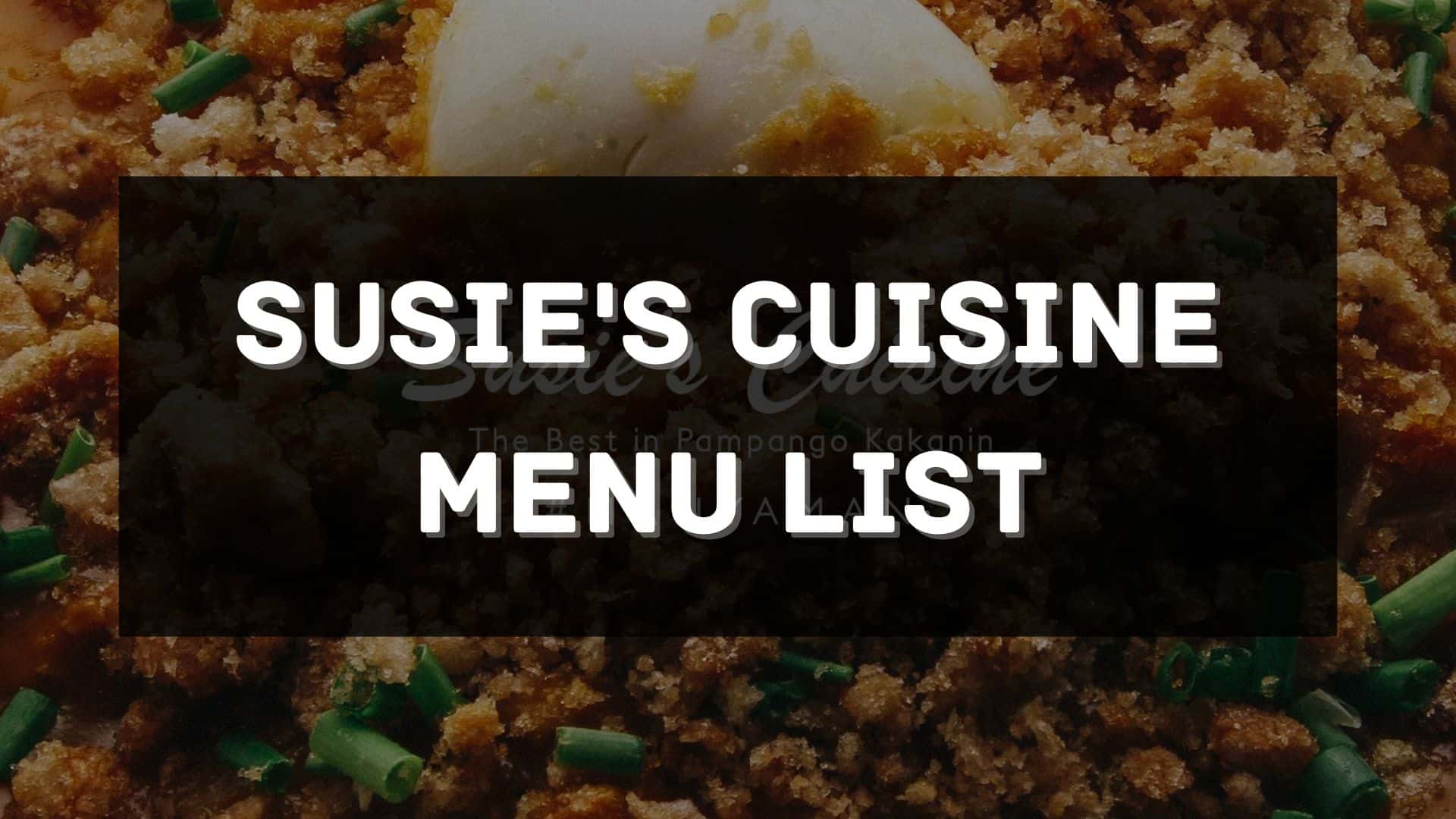 susie's kitchen menu prices philippines