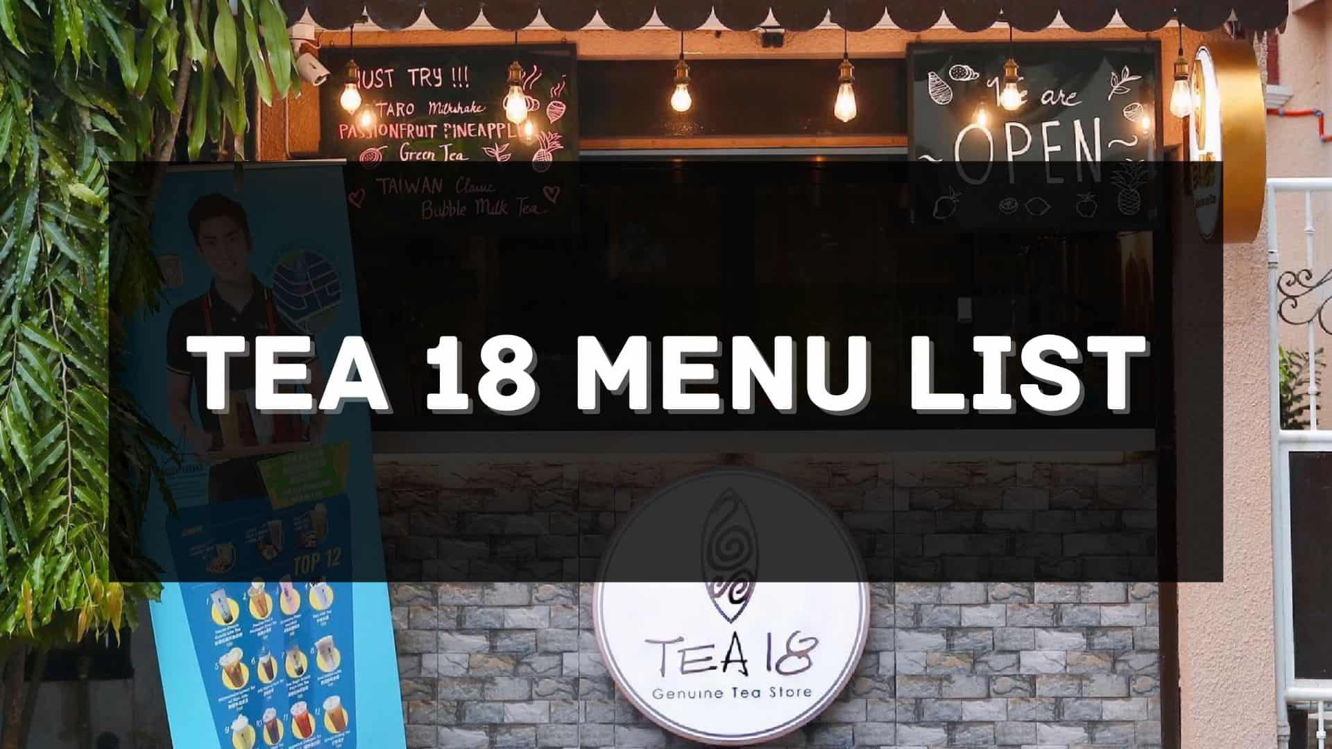 Tea 18 menu prices philippines