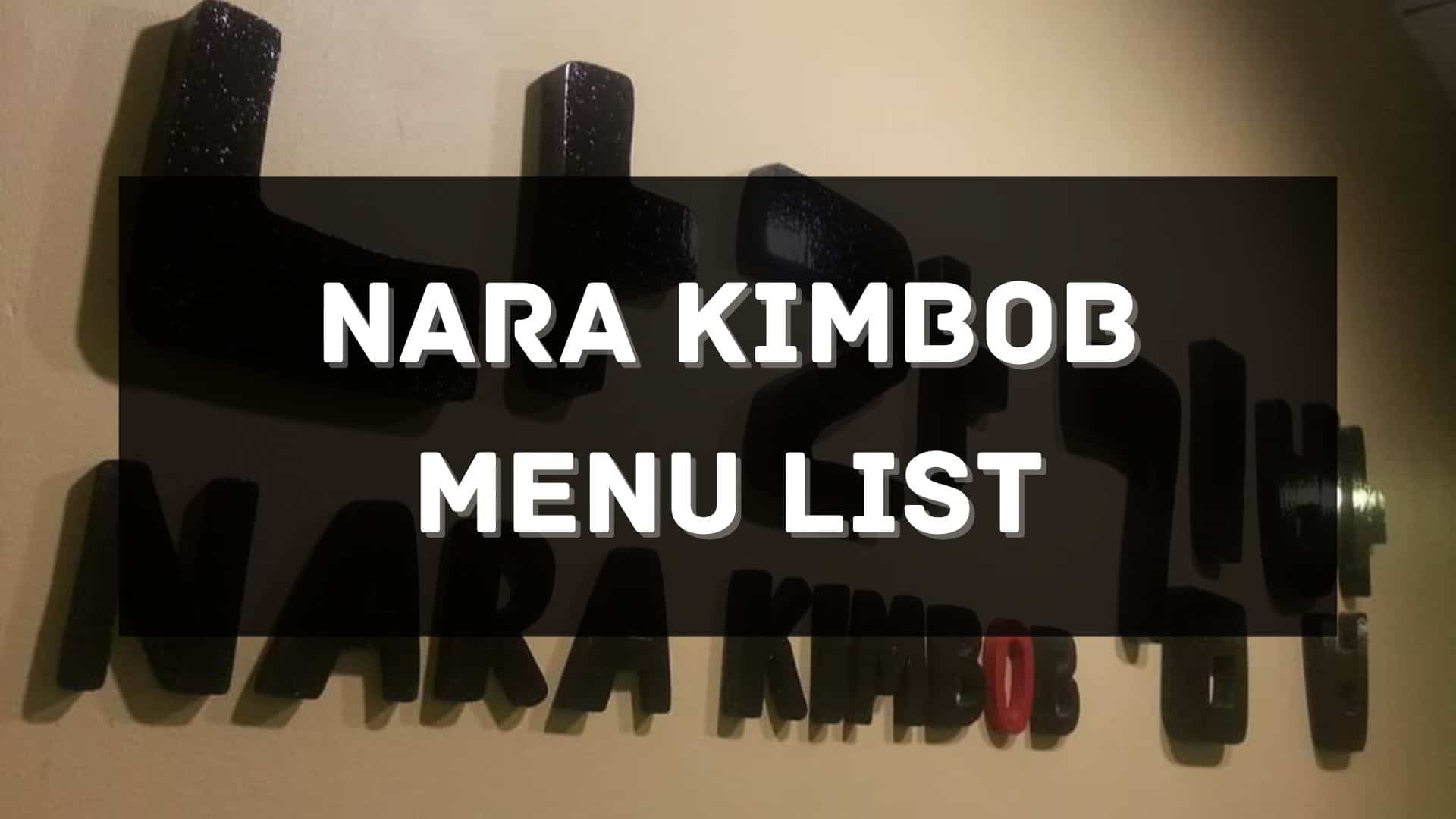nara kimbob menu prices philippines