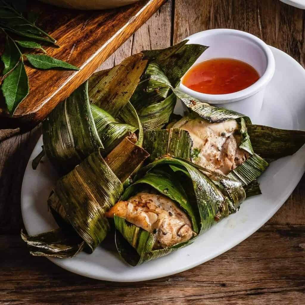 Thai chicken pandan wrap