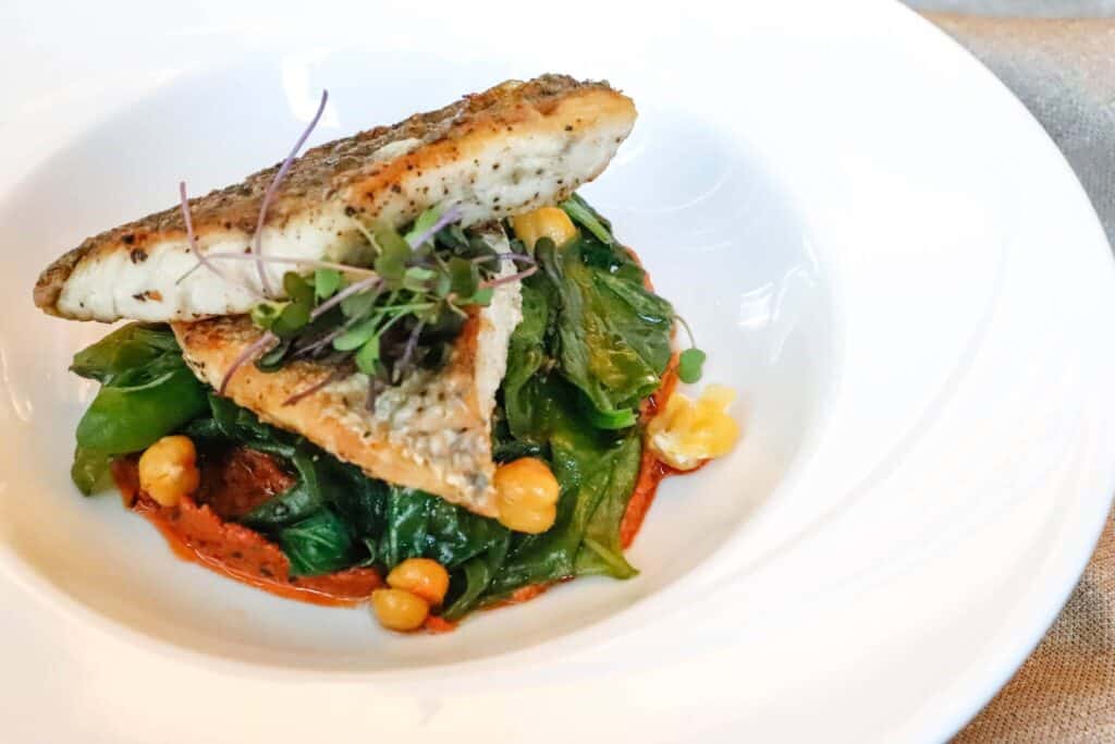 Pan-seared black bass