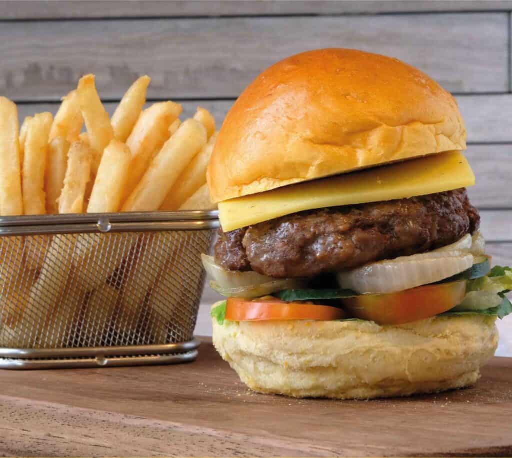 US Angus beef cheeseburger