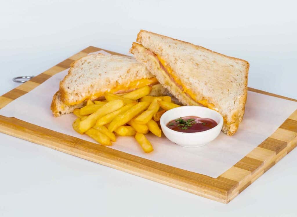 Tuna sandwich with fries