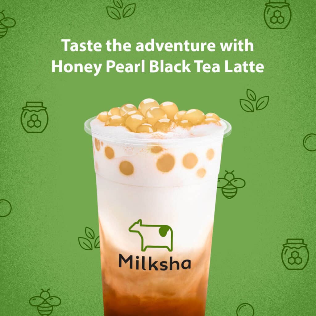 Honey pearl black tea latte