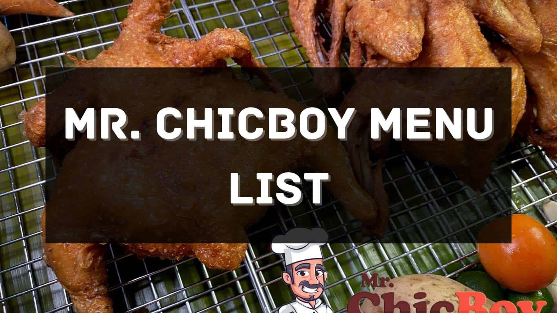 mr. chicboy menu prices philippines